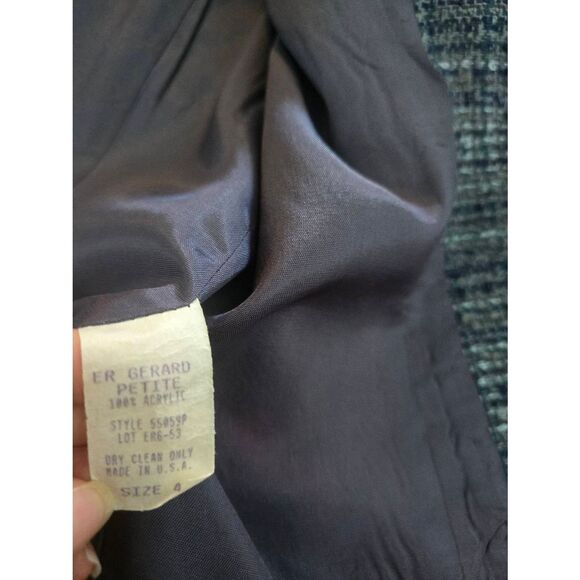 Women's Vintage E.R. Gerard for Renlyn Tweed Double Breasted Skirt Suit Set Blue - Picture 6 of 10